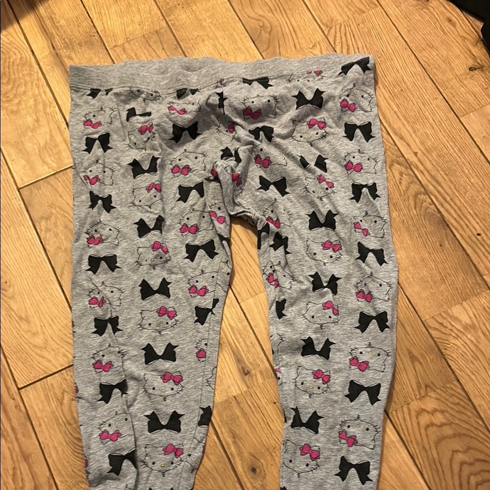 Gray and Pink Pajama Set with Playful Bow Pattern